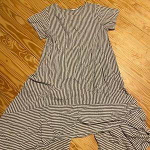 Brown off white striped dress